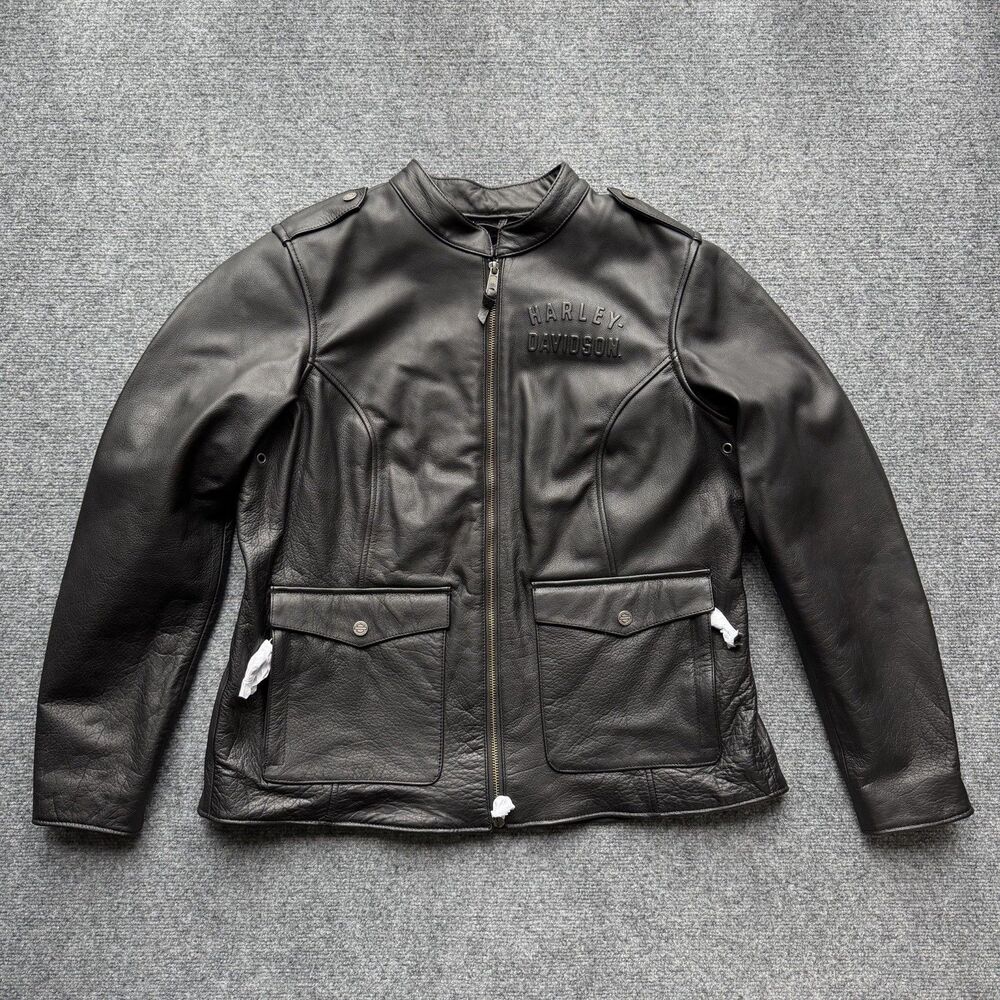 Harley-Davidson Womens Captains Modular Leather Motorcycle Jacket Black Size XL